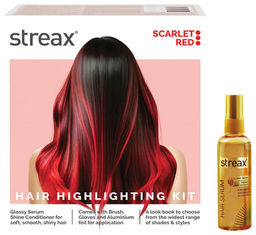 Streax Hair Serum 125ml, Vitalized with Walnut Oil, For Hair Smoothening & Shine, For Dry & Frizzy Hair Hair Colour Highlight Kit | Red Hair Colour, Scarlet Red - Pack of 1
